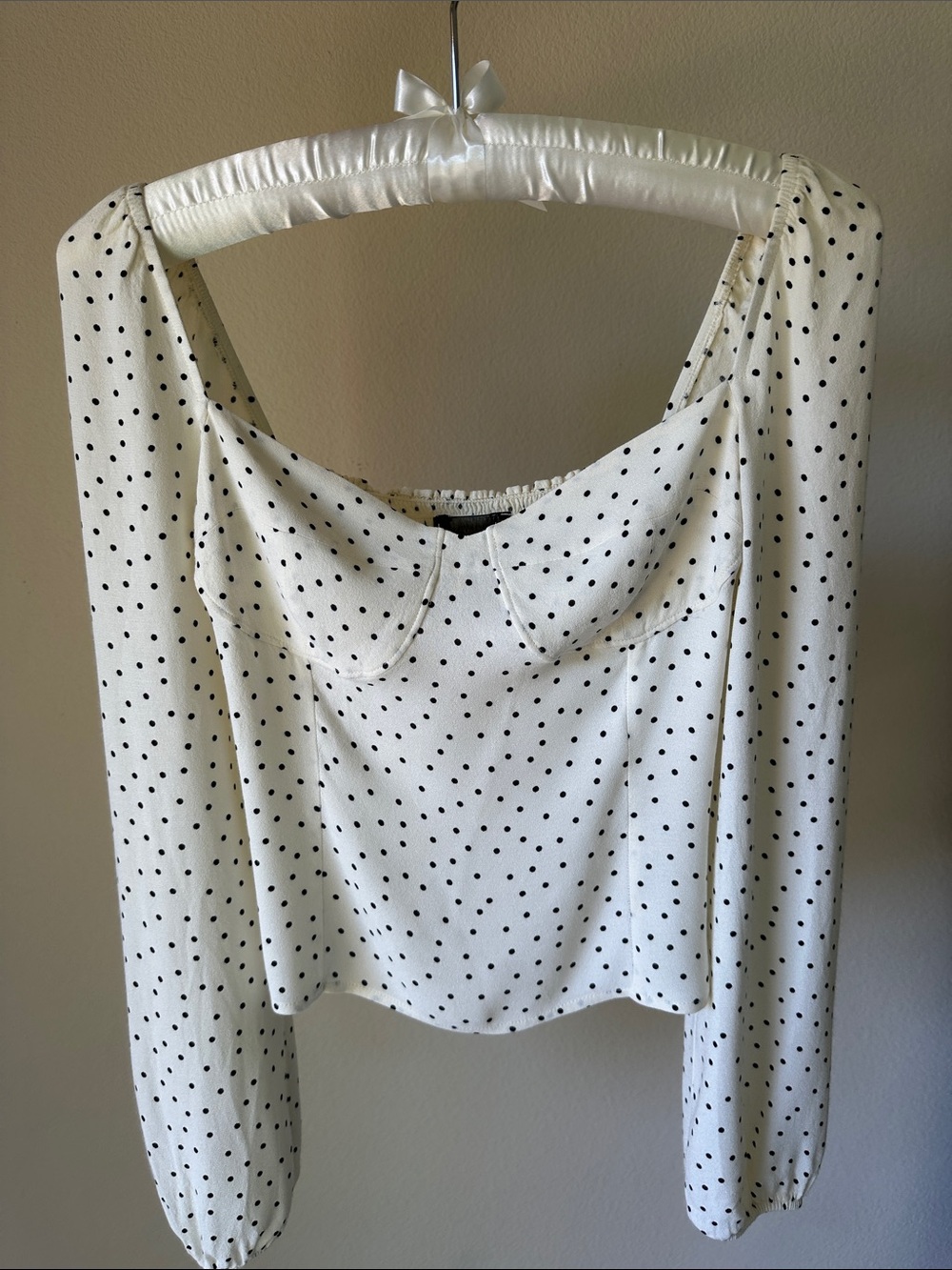 Reformation - Reign - Cream and Black Polkadot Bustier Sweetheart Top - 4